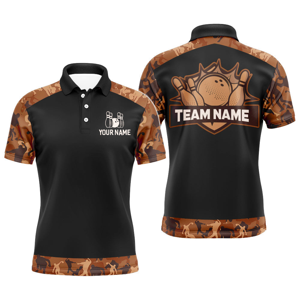 Orange Camo Bowling Shirts And Custom Bowling Team Jersey Unisex Polo