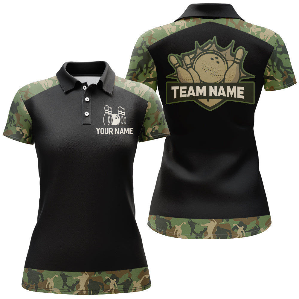 Green Camo Bowling Shirts And Custom Bowling Team Jersey Unisex Polo