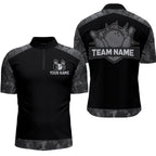 Grey Camo Bowling Shirts And Custom Bowling Team Jersey Unisex Quarter-Zip