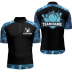 Blue Camo Bowling Shirts And Custom Bowling Team Jersey Unisex Quarter-Zip