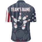Custom Bowling Quarter Zip Shirt USA Flag Bowling Jersey 1/4 Zip Bowling Team Shirt