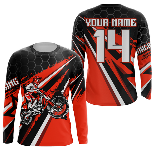 Custom Dirt Bike Jersey Red + Motocross Shirt Boys Girls MX Jersey Motorcycle