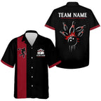 Black&Red Bowling Shirt & Custom Retro Bowling Jersey Hawaiian Bowling League Shirt