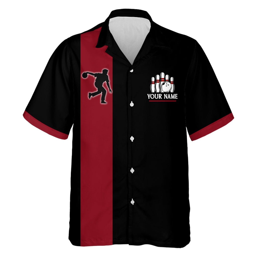 Black&Red Bowling Shirt & Custom Retro Bowling Jersey Hawaiian Bowling League Shirt