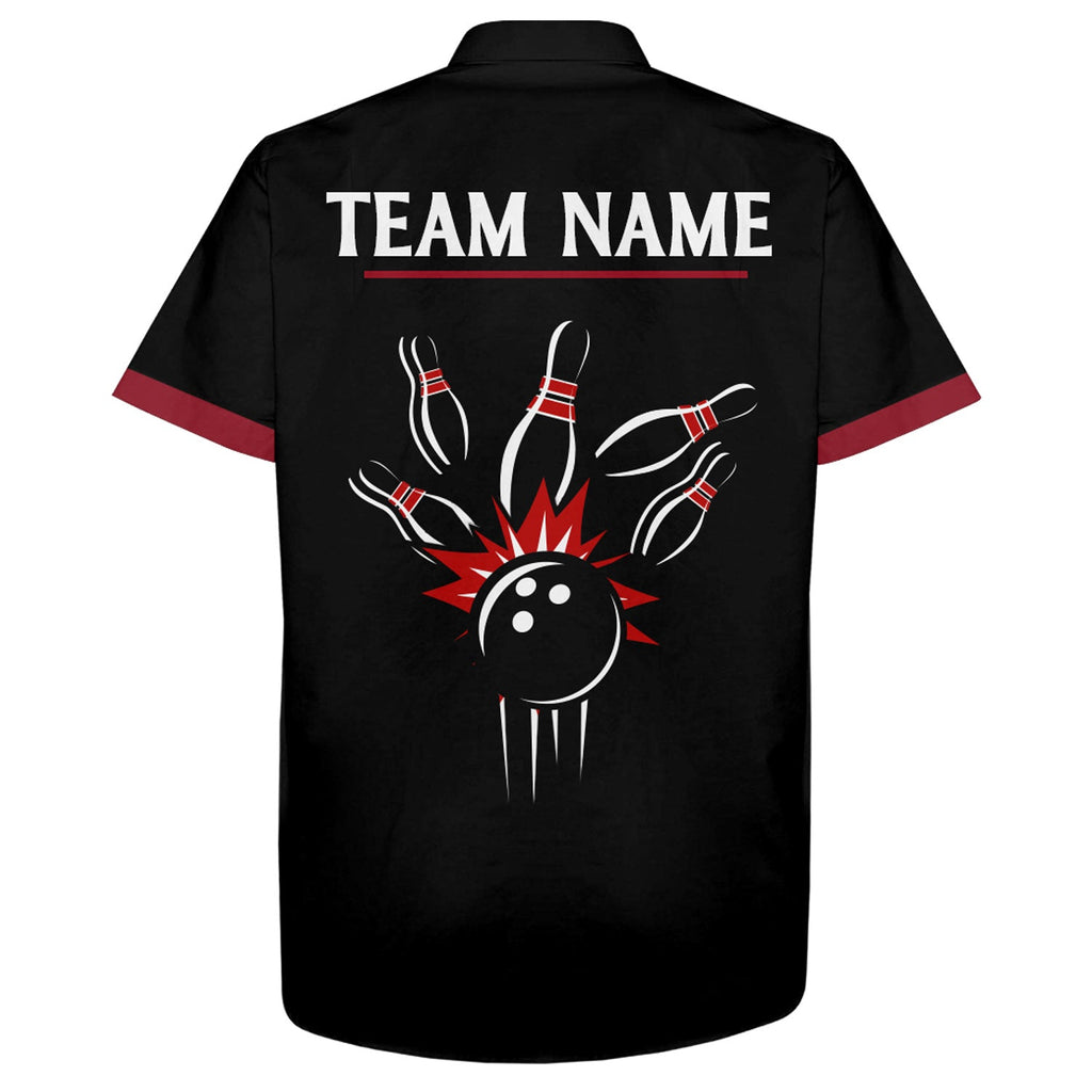 Black&Red Bowling Shirt & Custom Retro Bowling Jersey Hawaiian Bowling League Shirt