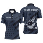 American Flag Bowling Polo Shirt Team Patriotic Bowling Jersey Bowlers Short Sleeve