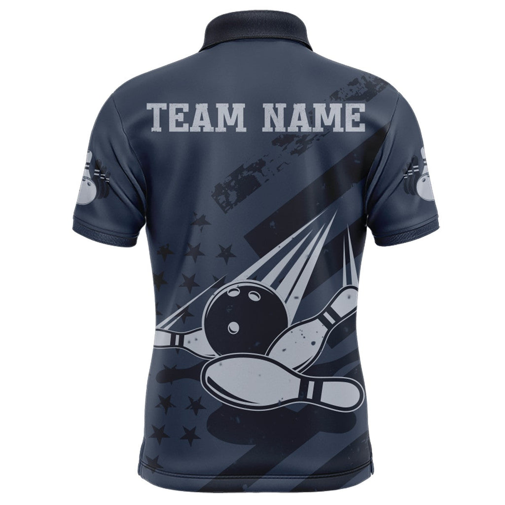 American Flag Bowling Polo Shirt Team Patriotic Bowling Jersey Bowlers Short Sleeve