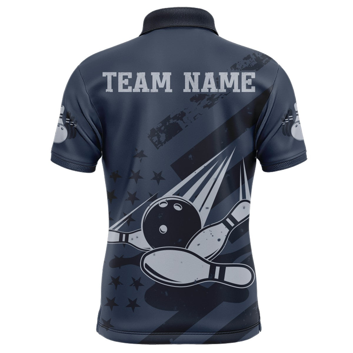 American Flag Bowling Polo Shirt Team Patriotic Bowling Jersey Bowlers Short Sleeve