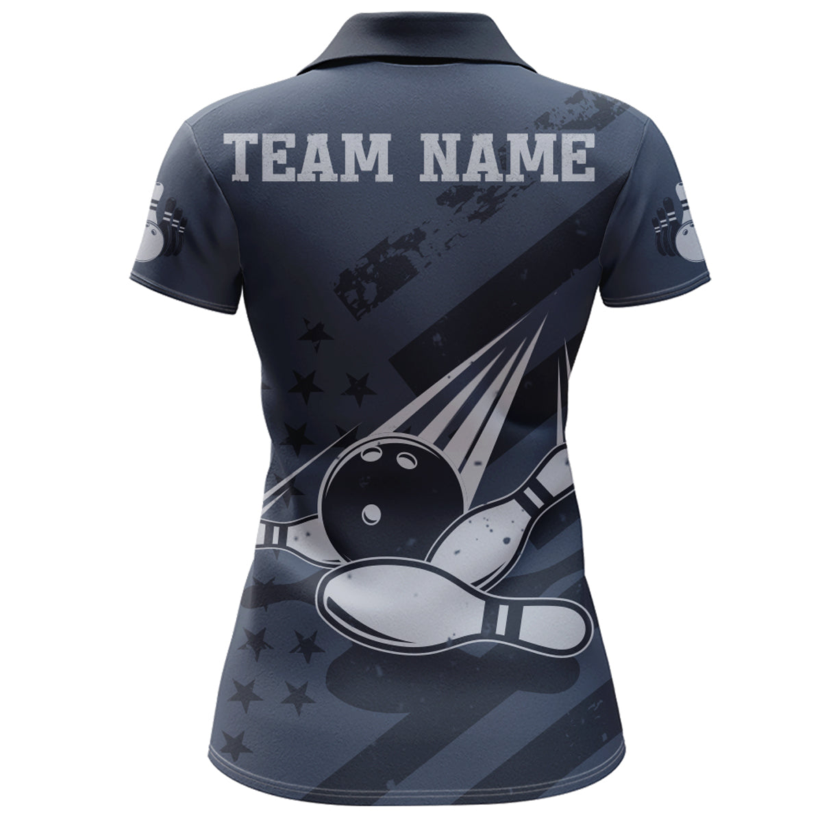 American Flag Bowling Polo Shirt Team Patriotic Bowling Jersey Bowlers Short Sleeve