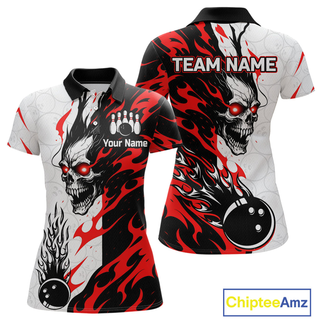 Custom Skull Bowling Shirts Team Bowling Polo & Quarter Zip Shirts