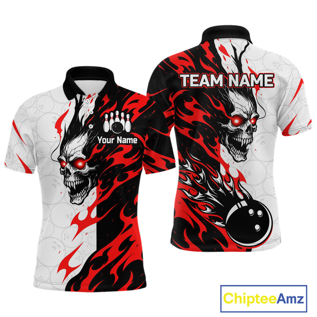 Custom Skull Bowling Shirts Team Bowling Polo & Quarter Zip Shirts