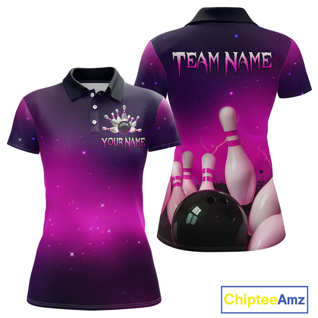 Purple Galaxy Bowling Shirts Custom Team Bowling Jersey for Bowlers