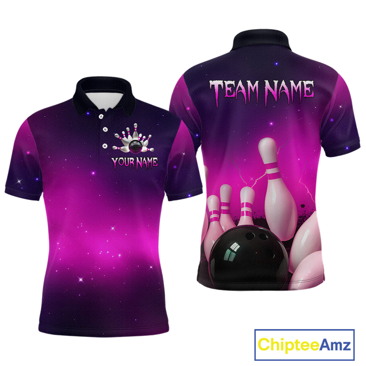 Purple Galaxy Bowling Shirts Custom Team Bowling Jersey for Bowlers
