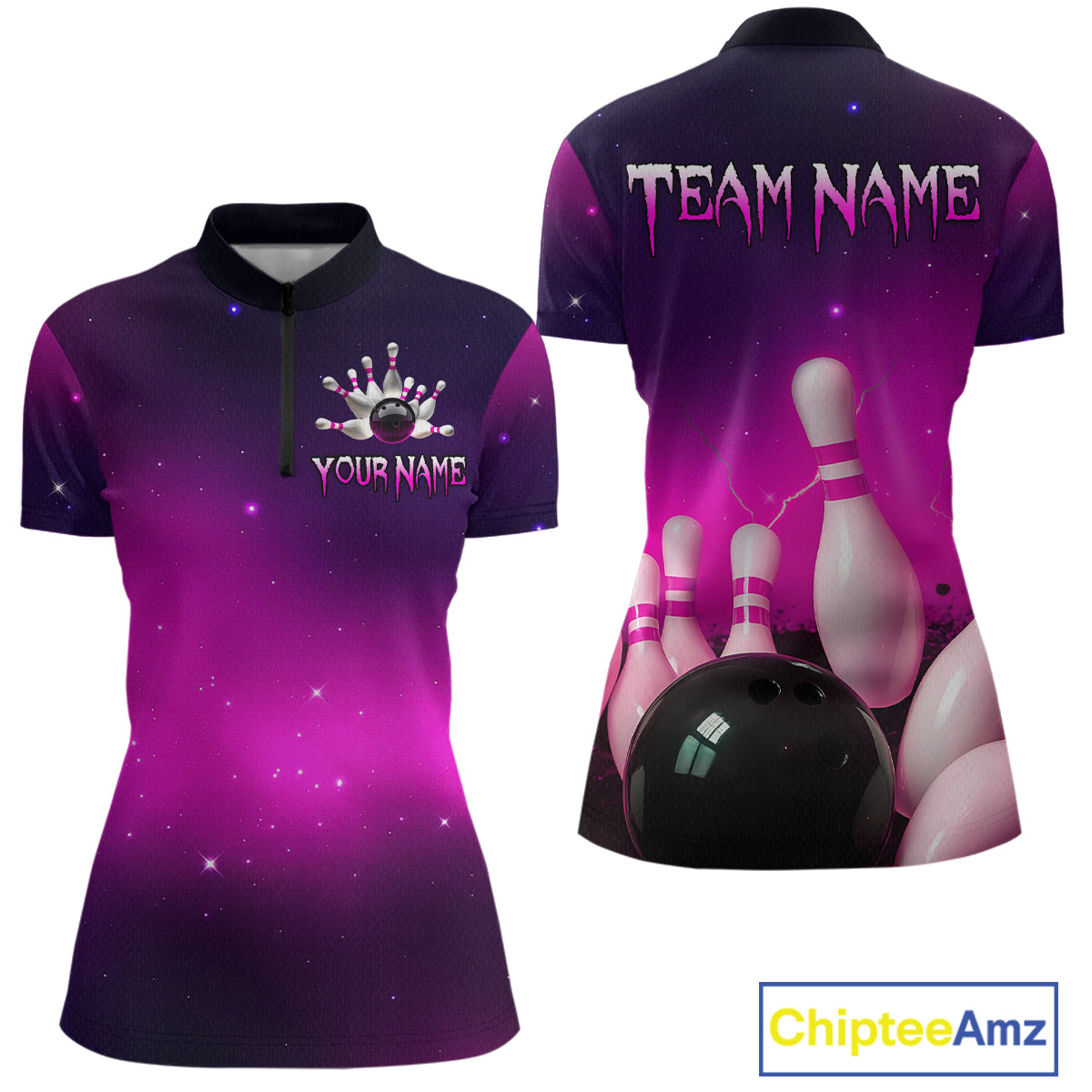 Purple Galaxy Bowling Shirts Custom Team Bowling Jersey for Bowlers