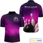 Purple Galaxy Bowling Shirts Custom Team Bowling Jersey for Bowlers