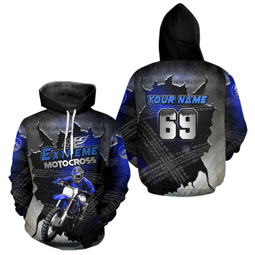 Blue Motocross Hoodie Custom for Adult Dirt Bike Racing Hoodie Shirt