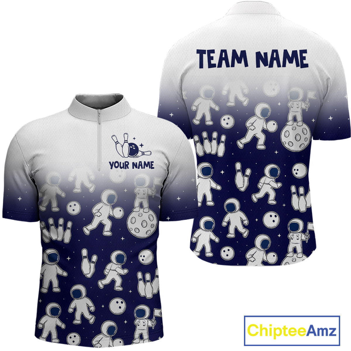 Astronaut Bowling Shirts Team Bowling Polo & Quarter Zip Shirts