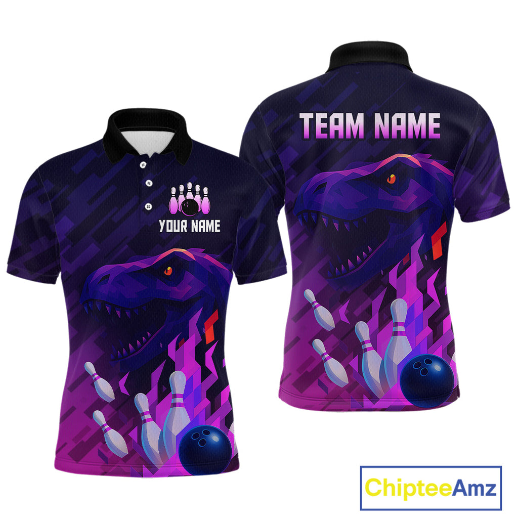 Dinosaur Purple Bowling Shirts Custom Team Bowling Jerseys for Bowlers