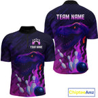 Dinosaur Purple Bowling Shirts Custom Team Bowling Jerseys for Bowlers