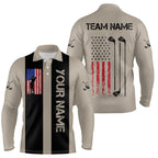 Custom Patriotic Golf Polo Shirt Team Golf Shirts Brown and Black