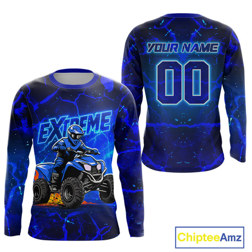 Lightning Blue ATV Motocross Racing Jersey for Adult ATV Riding Shirt Quad Jersey