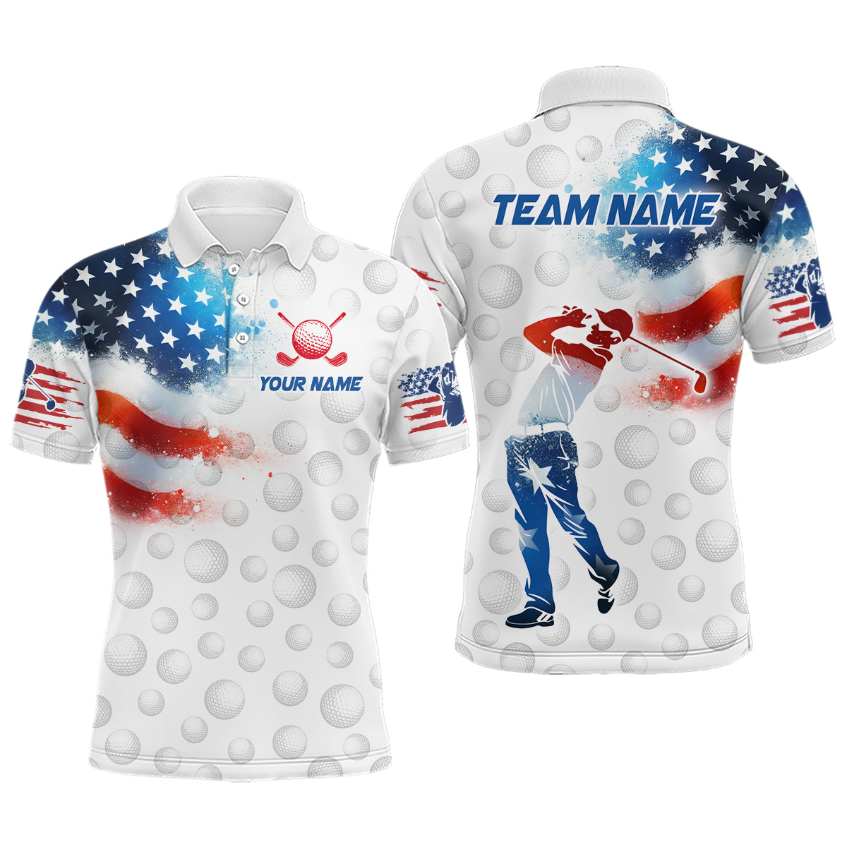 Custom Golf Polo Shirt American Golf Shirts US Golf Patriotic Polo Shirt