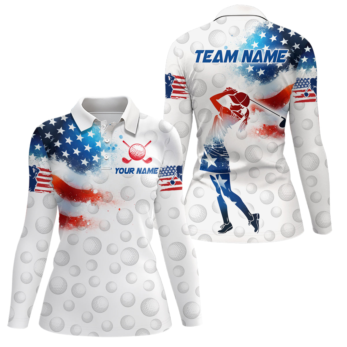 Custom Golf Polo Shirt American Golf Shirts US Golf Patriotic Polo Shirt