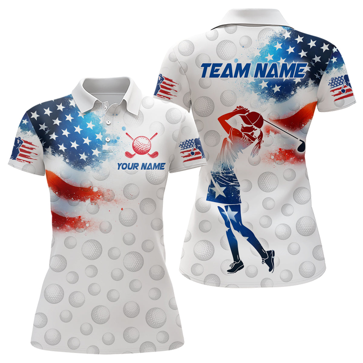 Custom Golf Polo Shirt American Golf Shirts US Golf Patriotic Polo Shirt