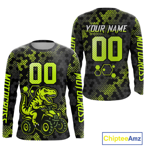Dinosaur ATV Racing Jersey Custom Green ATV Motocross Shirt Adult ATV Jersey
