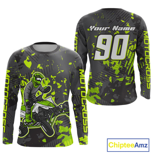 Green ATV Motocross Racing Jersey Custom ATV Shirts Quad Jersey