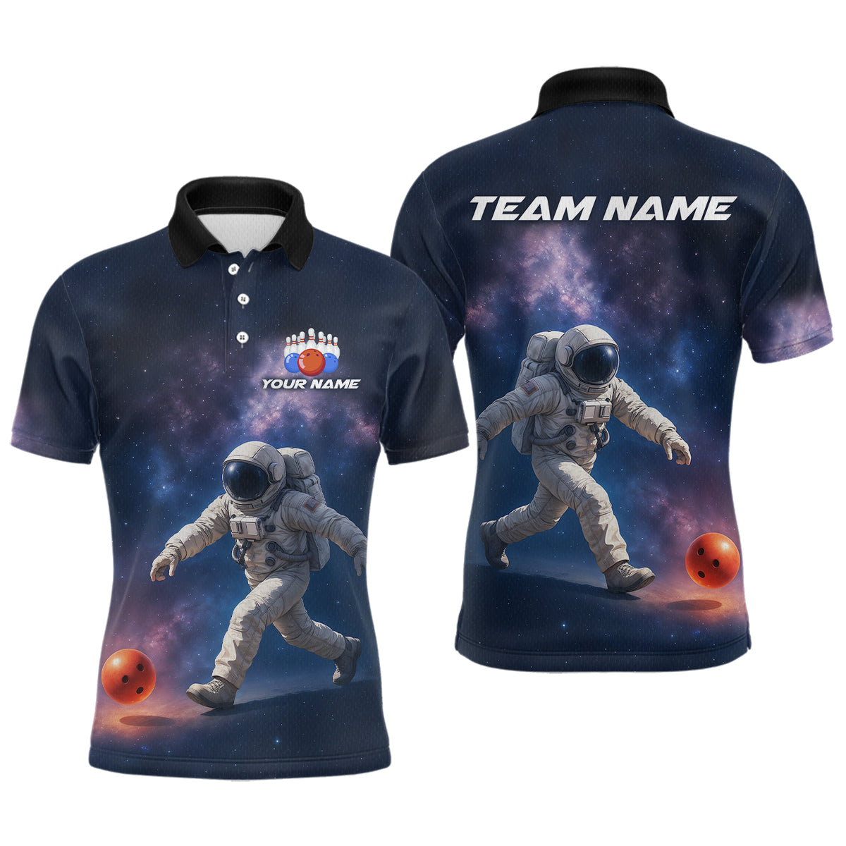 Custom Astronaut Bowling Shirts Team Bowling Polo & Quarter Zip Shirts