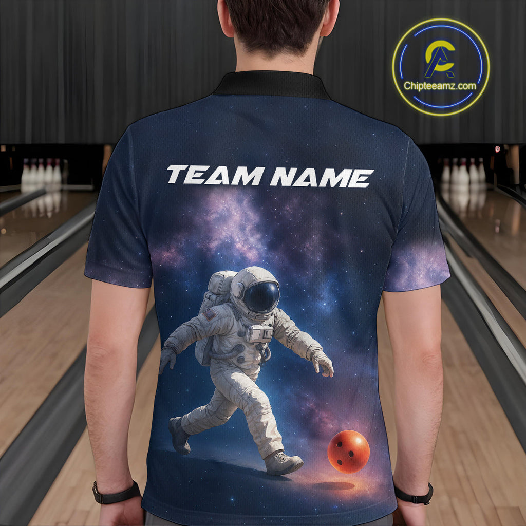 Custom Astronaut Bowling Shirts Team Bowling Polo & Quarter Zip Shirts