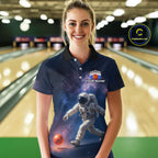 Custom Astronaut Bowling Shirts Team Bowling Polo & Quarter Zip Shirts