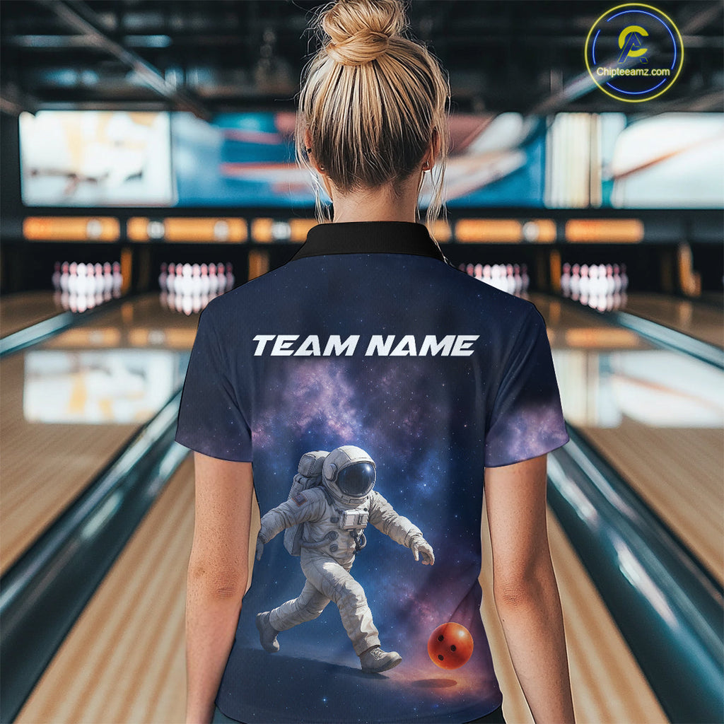 Custom Astronaut Bowling Shirts Team Bowling Polo & Quarter Zip Shirts