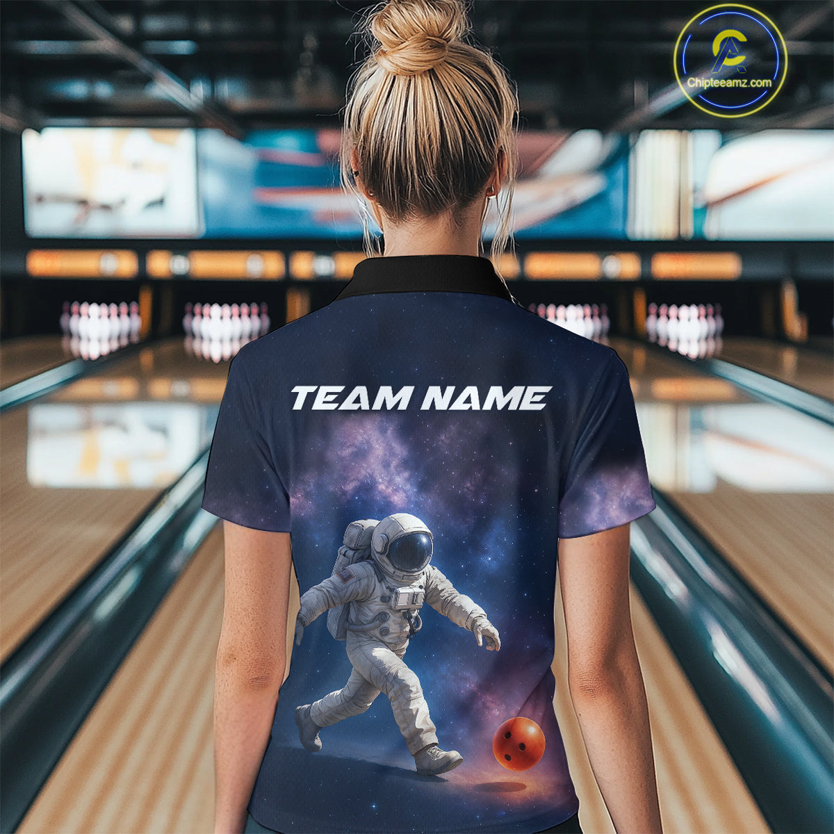 Custom Astronaut Bowling Shirts Team Bowling Polo & Quarter Zip Shirts
