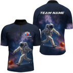 Custom Astronaut Bowling Shirts Team Bowling Polo & Quarter Zip Shirts