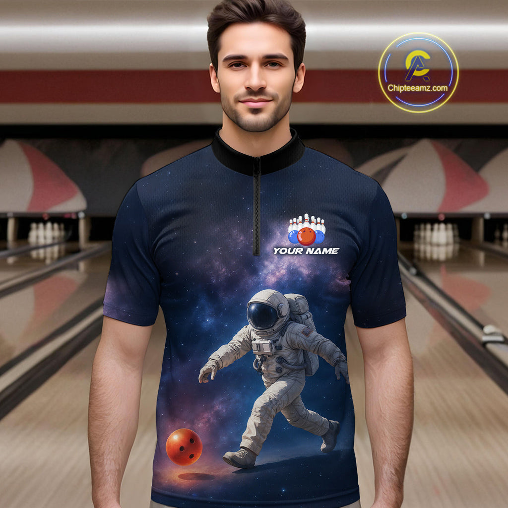 Custom Astronaut Bowling Shirts Team Bowling Polo & Quarter Zip Shirts