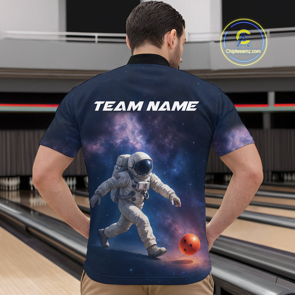 Custom Astronaut Bowling Shirts Team Bowling Polo & Quarter Zip Shirts