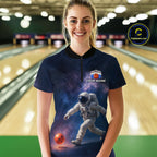 Custom Astronaut Bowling Shirts Team Bowling Polo & Quarter Zip Shirts