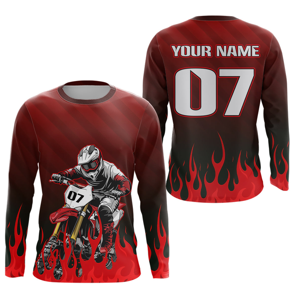 Flaming Motocross Jersey Custom Dirt Bike Jersey Motorcycle Shirt
