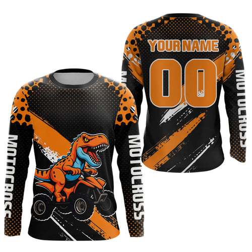Orange ATV Motocross Racing Jersey Adult Dinosaur ATV Riding Shirt Quad Jersey