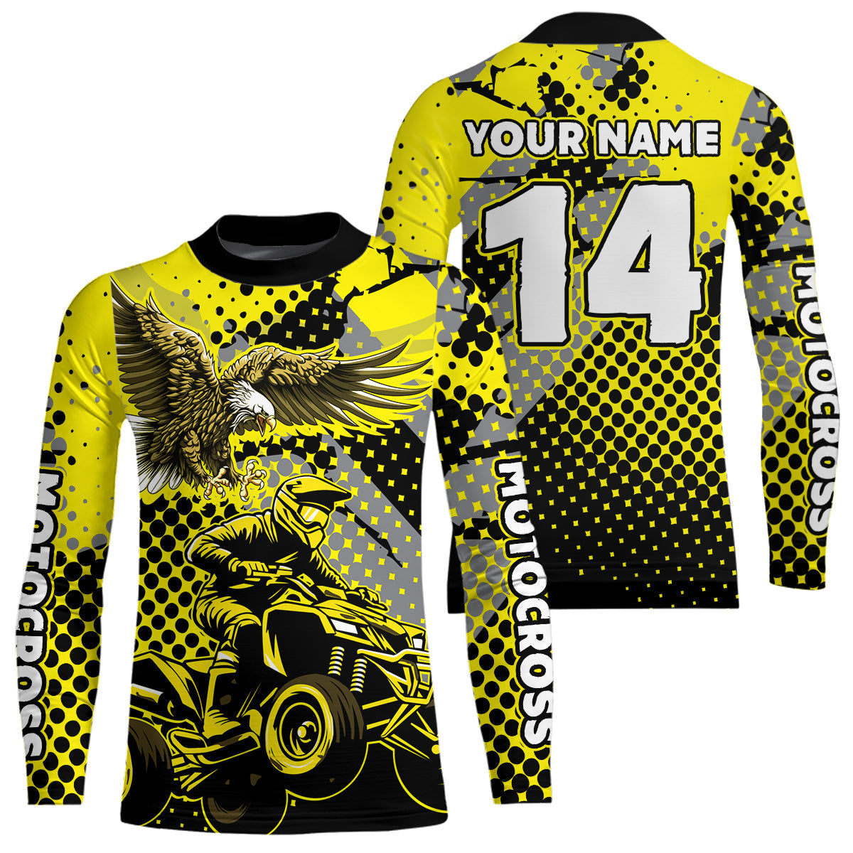 Eagle ATV Racing Jersey Yellow ATV Riding Shirt Adult Quad ATV Jersey