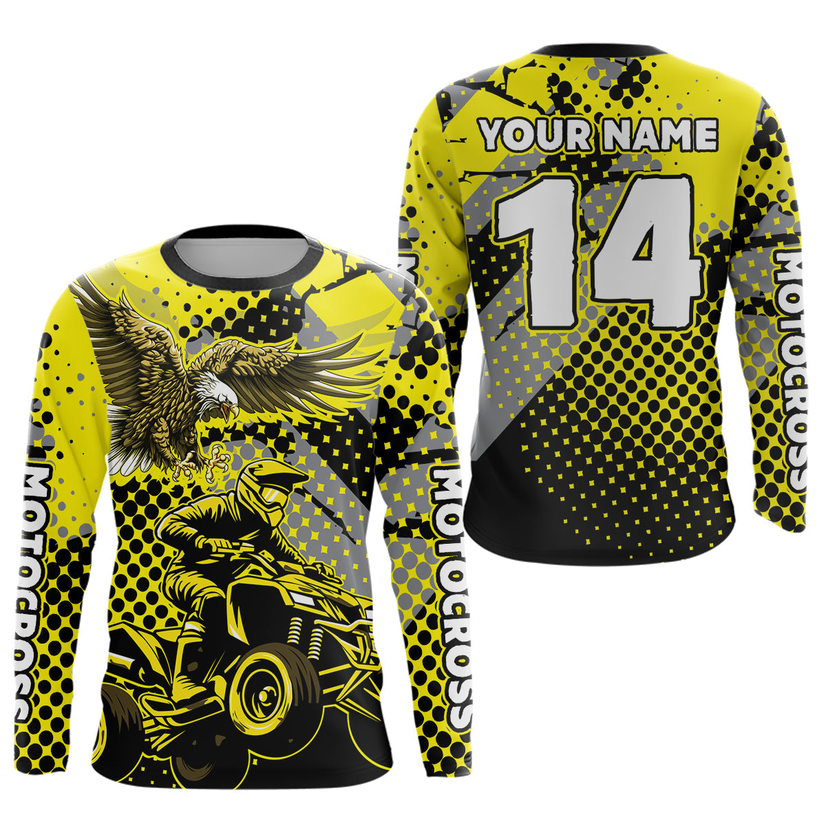 Eagle ATV Racing Jersey Yellow ATV Riding Shirt Adult Quad ATV Jersey