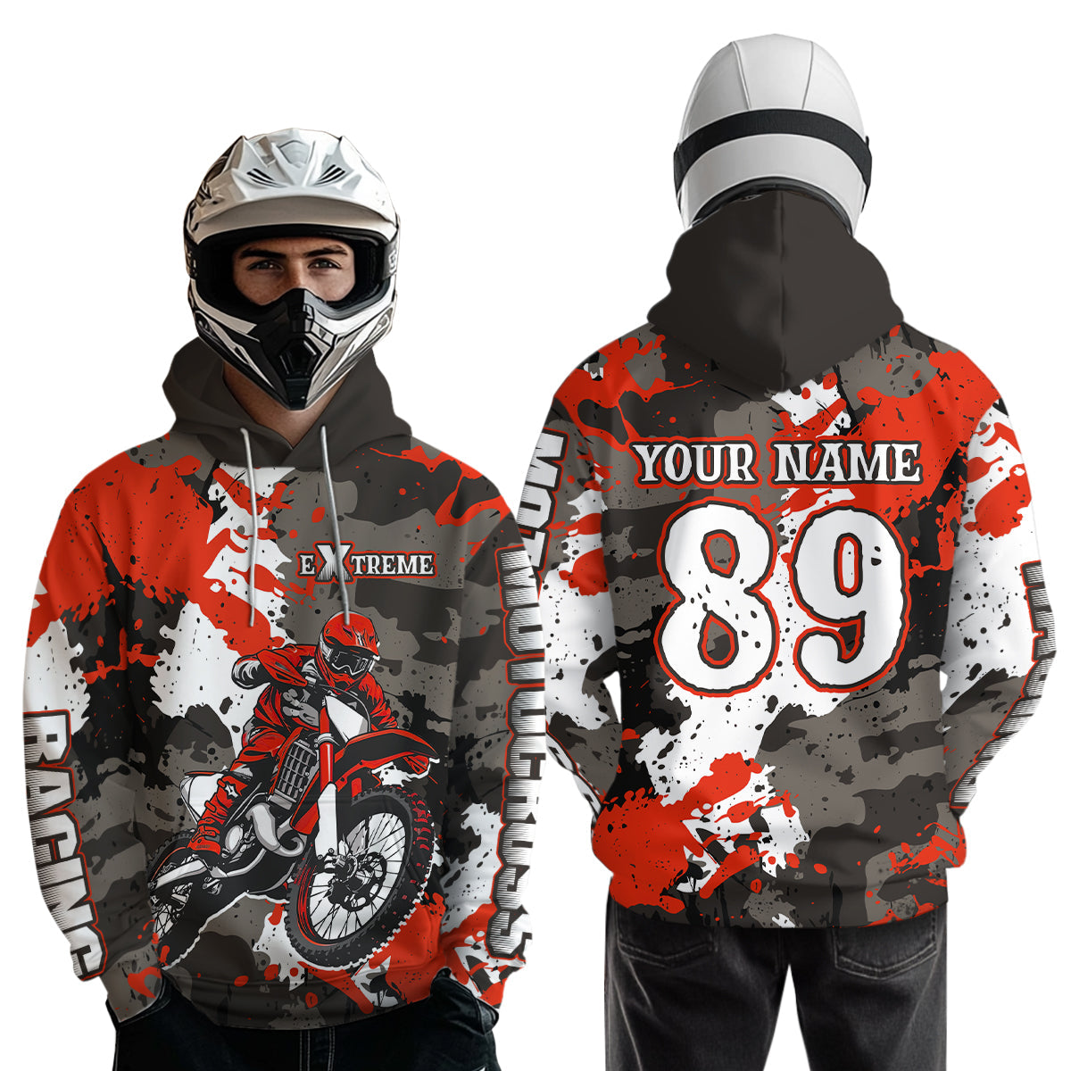 Camo Red Motocross Hoodie Dirt Bike Racing Hoodie Custom Riding Shirt