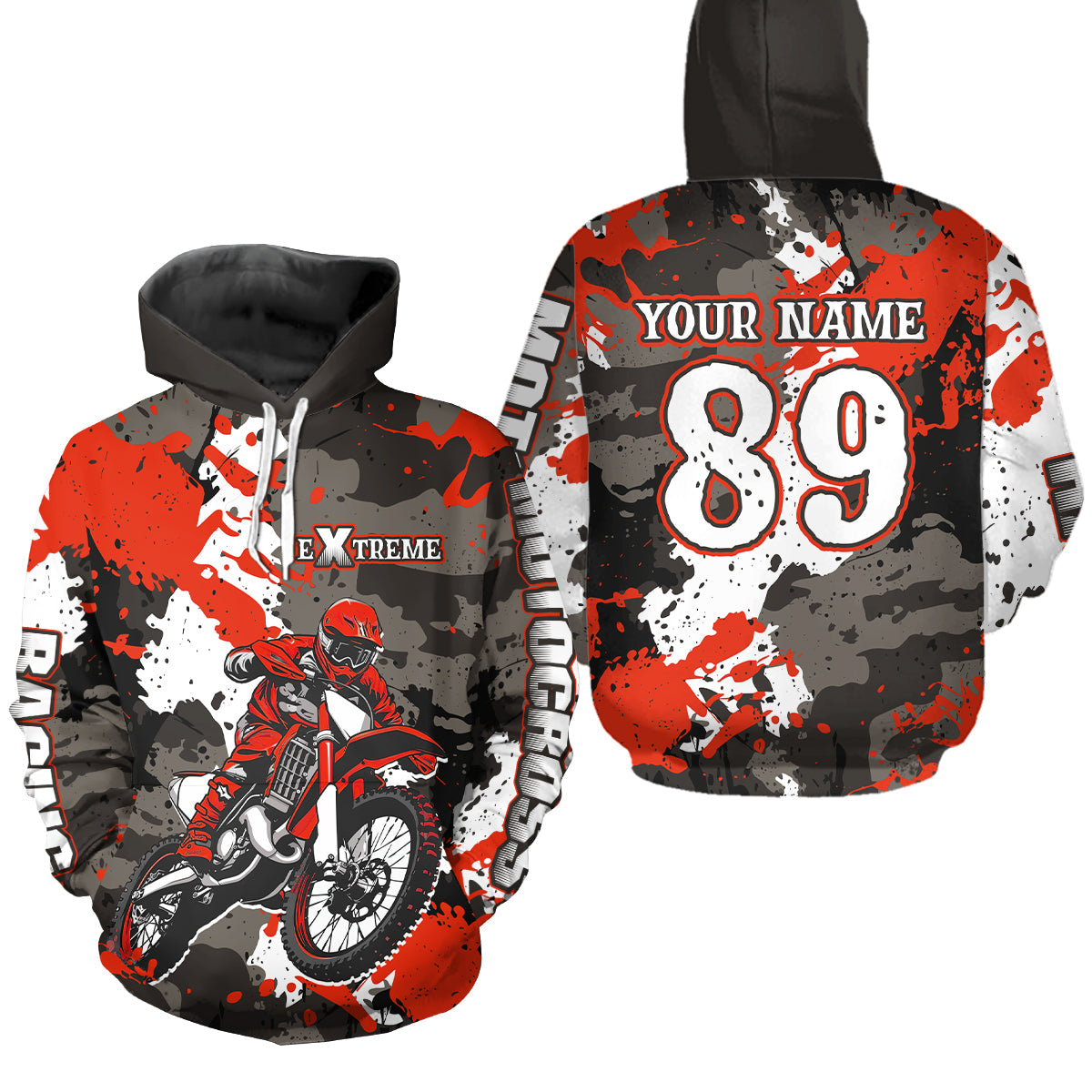 Camo Red Motocross Hoodie Dirt Bike Racing Hoodie Custom Riding Shirt