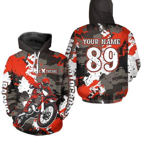 Camo Red Motocross Hoodie Dirt Bike Racing Hoodie Custom Riding Shirt