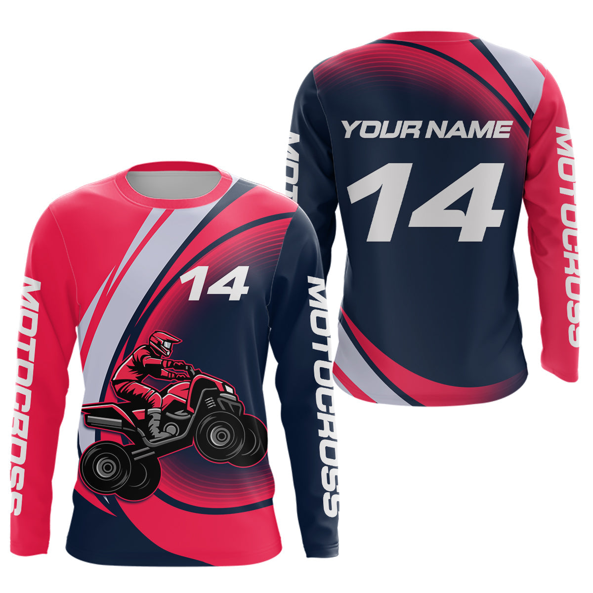 Custom Eagle ATV Riding Jersey Pink and Blue Quad Bike Jersey