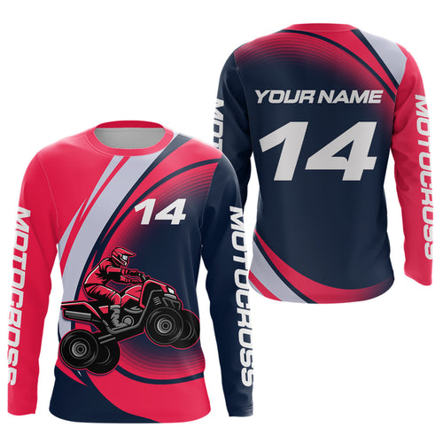 Custom Eagle ATV Riding Jersey Pink and Blue Quad Bike Jersey