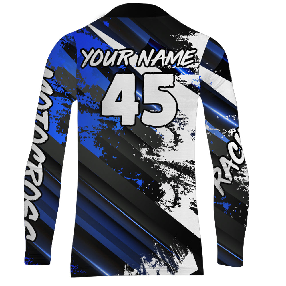 Motocross Jersey Blue Upf30+ Racing Dirt Bike Shirt Off-Road Motorcycle