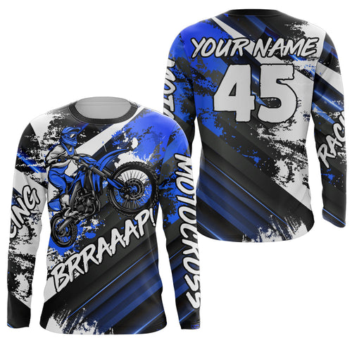 Motocross Jersey Blue Upf30+ Racing Dirt Bike Shirt Off-Road Motorcycle